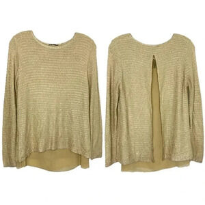 Milano Sequin Layered Zipper Back Detail Knit Sweater